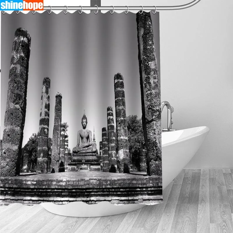 Shower Curtain 8 Индивидуальные Будда занавески для душа Водонепроницаемый полиэстер ткань 6 размеров высокое качество ванная комната занавески s - Цвет: Shower Curtain 8