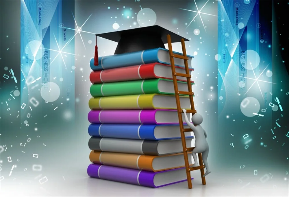 Laeacco Light Bokeh Books Ladder Bachelor's Cap фотографические фоны индивидуальные фотофоны для