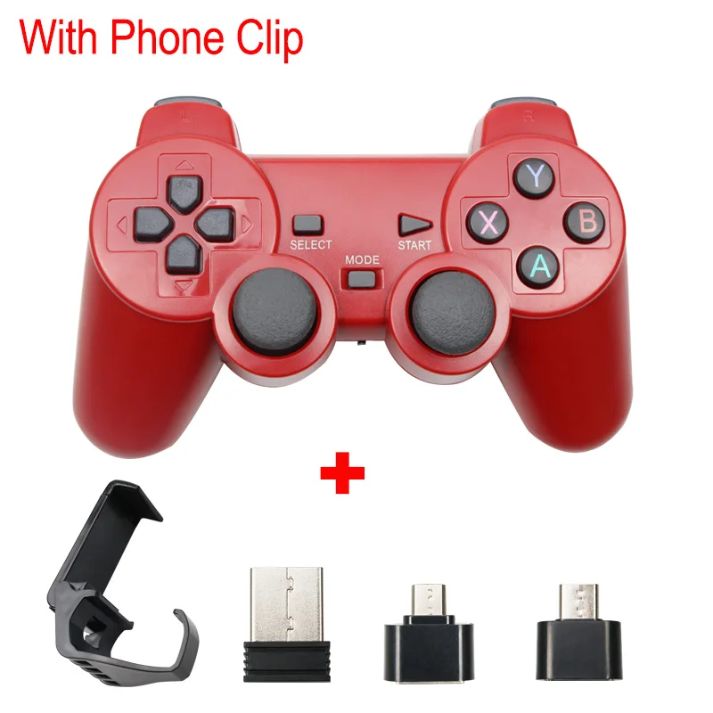 Беспроводной геймпад для телефона Android/PC/PS3/tv Box джойстик 2,4G джойстик игровой контроллер для Xiaomi смартфон игровые аксессуары - Цвет: With Stand Red
