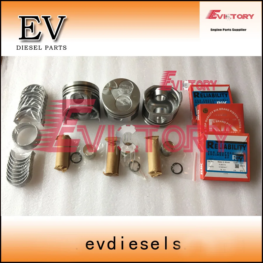 

D1105 Piston+ring+crankshaft con rod bearing For Kubota U-20-3S excavator hiatch EX15