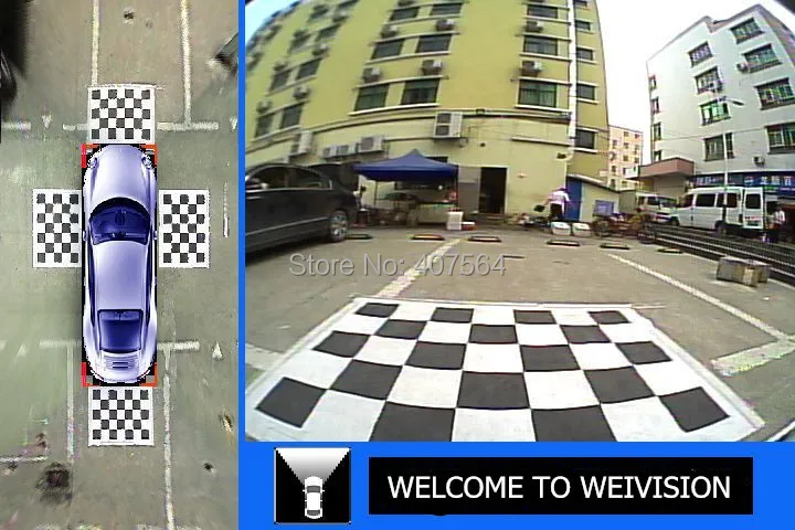 Автомобильная система видеонаблюдения Weivision с панорамным обзором и углом обзора