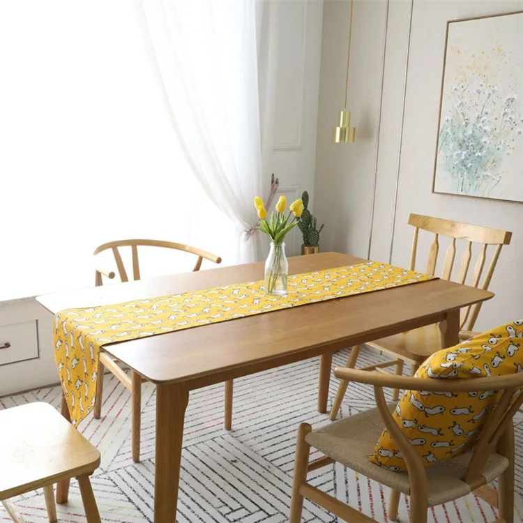 Мультфильм утки желтая настольная дорожка Decoracion Mesa Hogar хлопок лен Chemin De Table tafeller для вечерние украшения - Цвет: As Picture