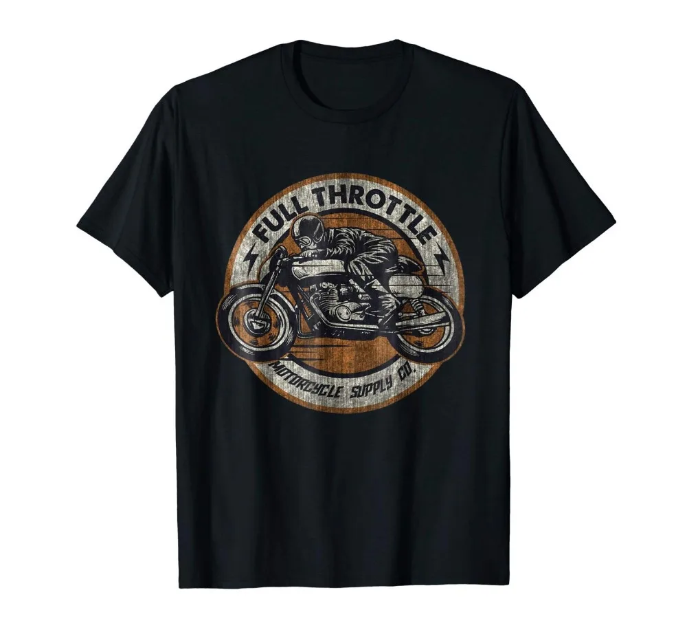 

Biker T-Shirts - Full Throttle Coffee Racer Motorcycle Gift Brand Summer Style Men O-Neck Short-Sleeved Slim Fit Printed Top Tee