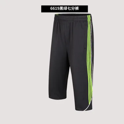 6619 green Футбольные футбольные штаны, размер L-4XL, mannen voetbal, тренировочные штаны, для бега, 3/4, broek met ritsvak - Цвет: 6619 green