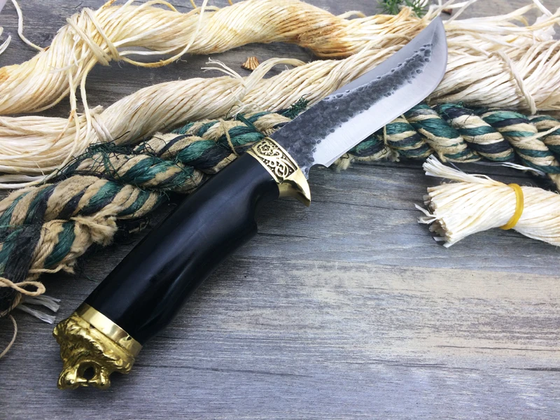 Новейший. Лев ручной работы охотничьи фиксированные ножи ковка стальное лезвие