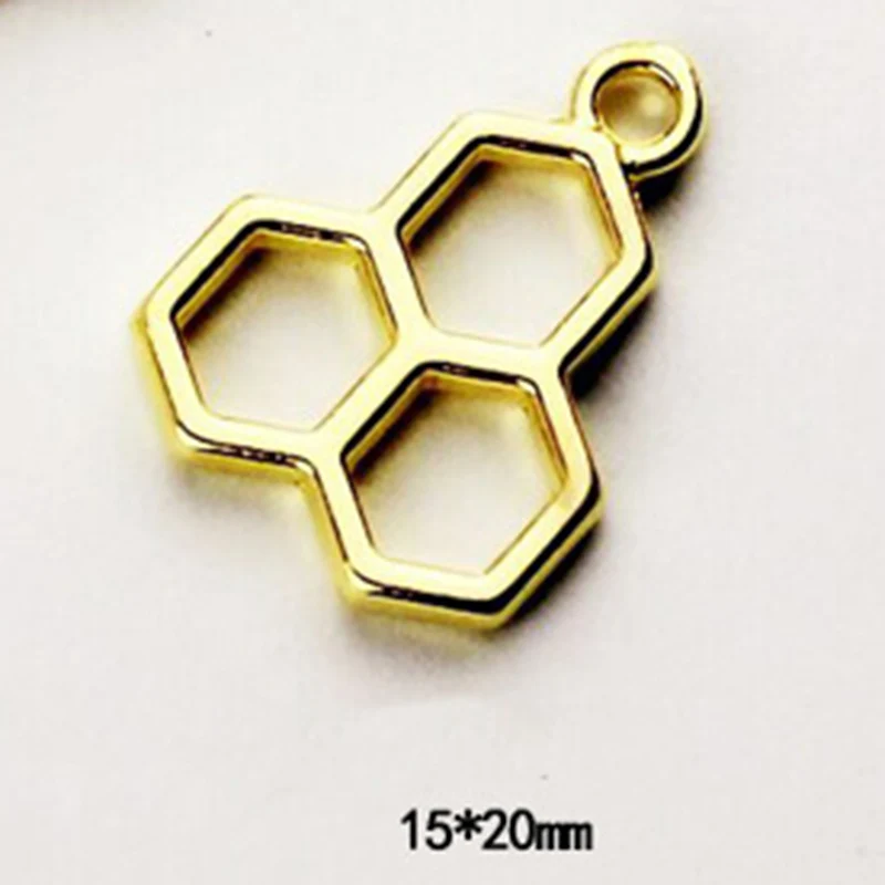 10 шт./лот золотой сплав Honeycomb металлическая рамка Подвеска очаровательный ободок