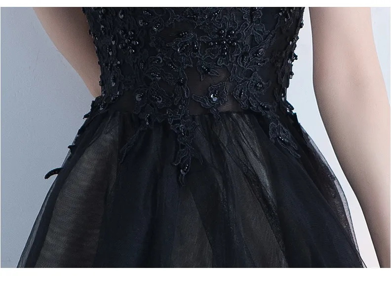 Robe de soiree черный воротник-стойка вечернее платье с бисером и вечерние платья C аппликацией Выпускные платья на заказ