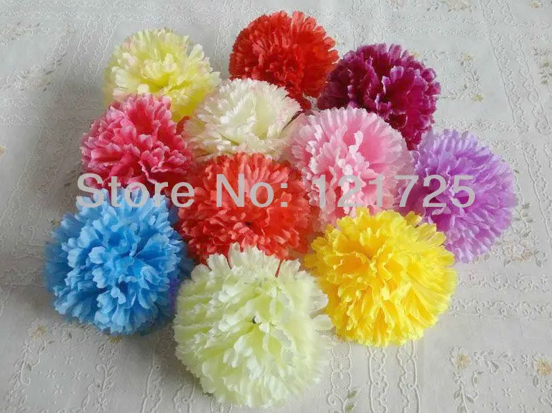 

9 cm silk flower Carnation flowers Heads for Wedding Christmas Party Diy Jewlery Brooch Headwear decoration