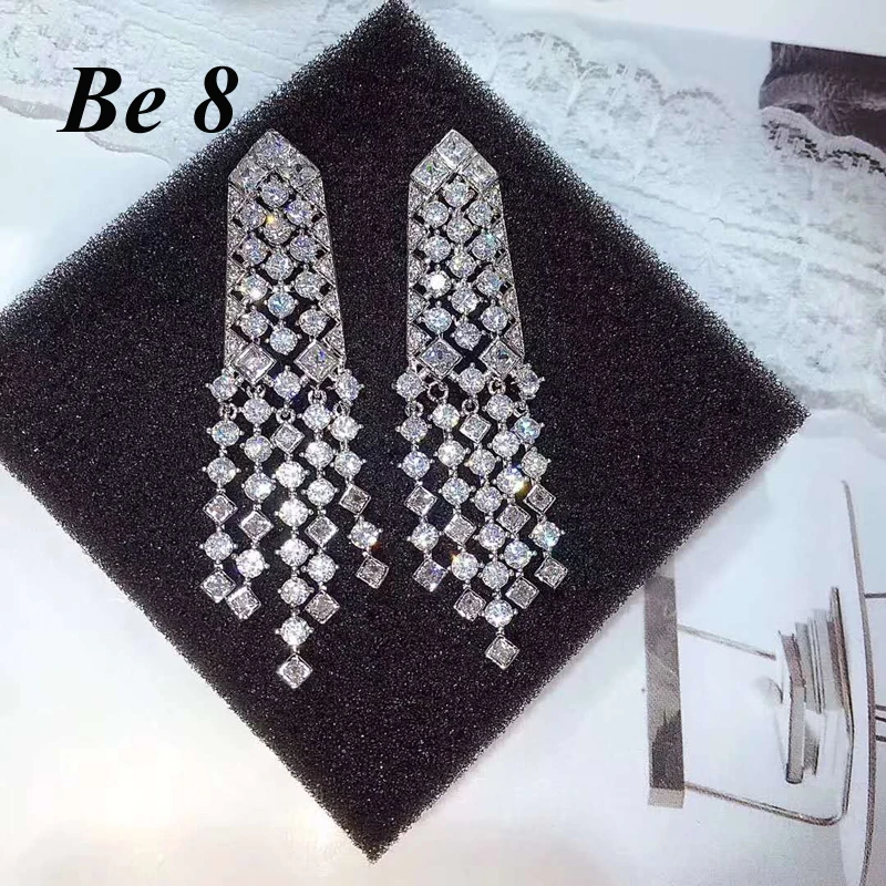 Серьги кисточки Be8 с фианитом AAA + модные серьги кисточками уникальные украшения