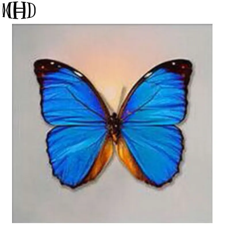 MHD 5d diy Алмазная вышивка синяя бабочка изображение полного бриллианта Вышивка