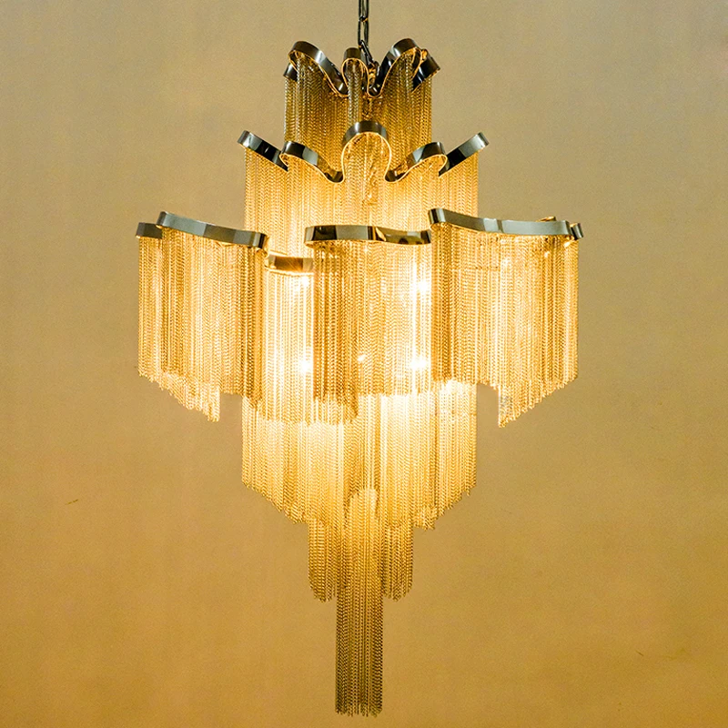 Бесплатная доставка люстра современная алюминиевая с кисточками освещение