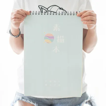 light blue А3 А4 книга для эскизов спиральная Книга в катушке блокнот бумага для художника для рисования Дневник для школы канцелярские принадлежности - Color: light blue