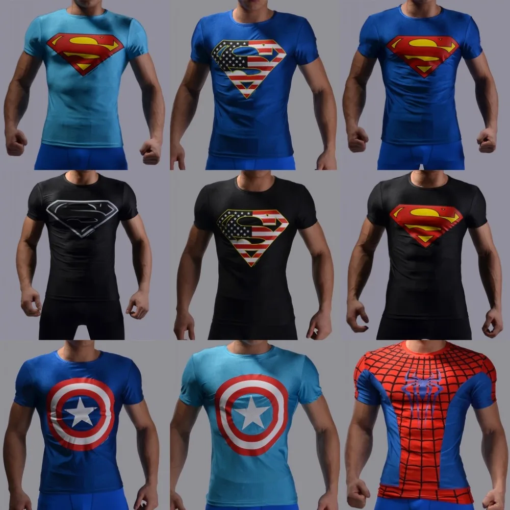 Мужские компрессионные колготки Marvel Captain America 2 Super Hero футболка размер S 2XL|t shirt men|t