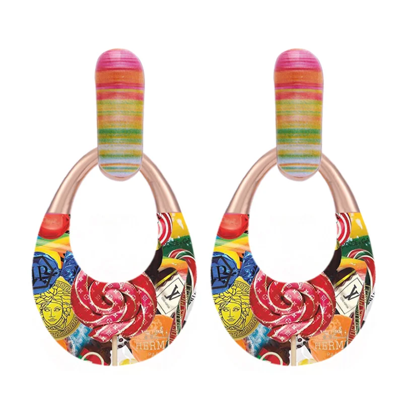 Colorful V Sehuoran Oorbellen Pendientes Висячие серьги для женщин массивные серьги большие модные ювелирные изделия рождественские подарки - Окраска металла: Colorful V