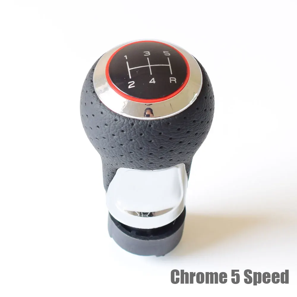 Chrome Red 5RSpeed Матовая Хромированная ручка переключения передач красное кольцо для Audi skoda seat A3 A4 B6 B7 b8 A6 S4 B8 8K A5 8T Q5 8R для volkswagen vw passat golf - Название цвета: Chrome Red 5RSpeed