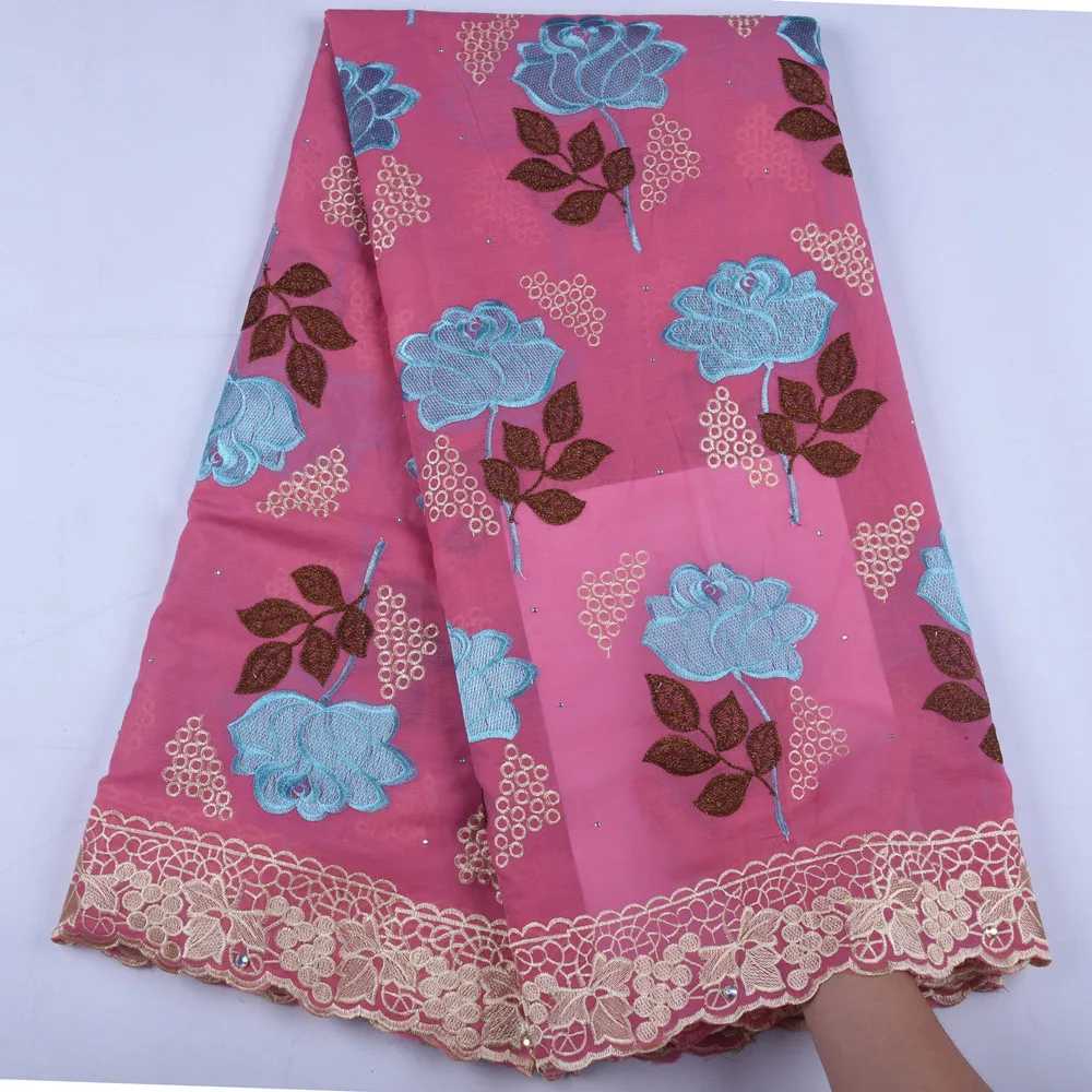 

Pink African Dry Lace Fabrics High Quality Nigerian Cotton Lace Fabric With Stones Flowers Swiss Voile Lace In Switzerland 1655