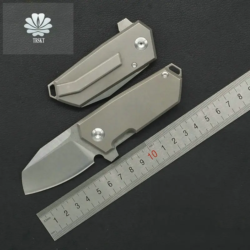 Складной нож TRSKT D2 с атласным лезвием ручка TC4 60Hrc спасательные ножи для выживания
