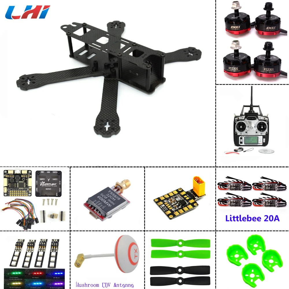 Карбоновая Рамка DIY rc Самолет мини Дрон FPV 220 мм Квадрокоптер для QAV R + F3 6DOF
