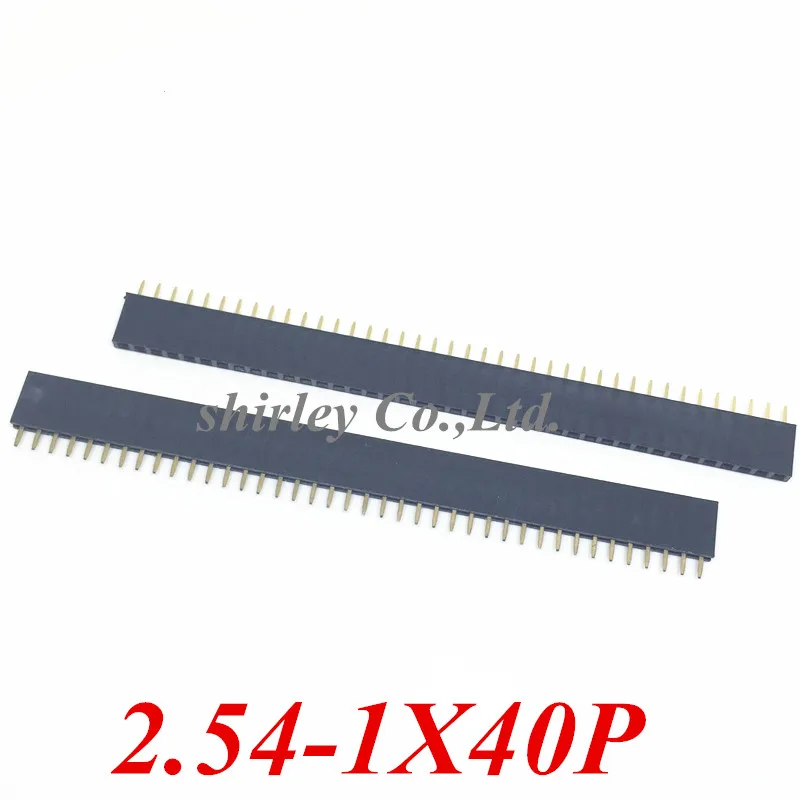 

Free shiiping 20pcs 40P 2.54mm Female Header Single Row Straight Pin Socket 1*40pin Strip Pitch Connector 2.54-1X40P
