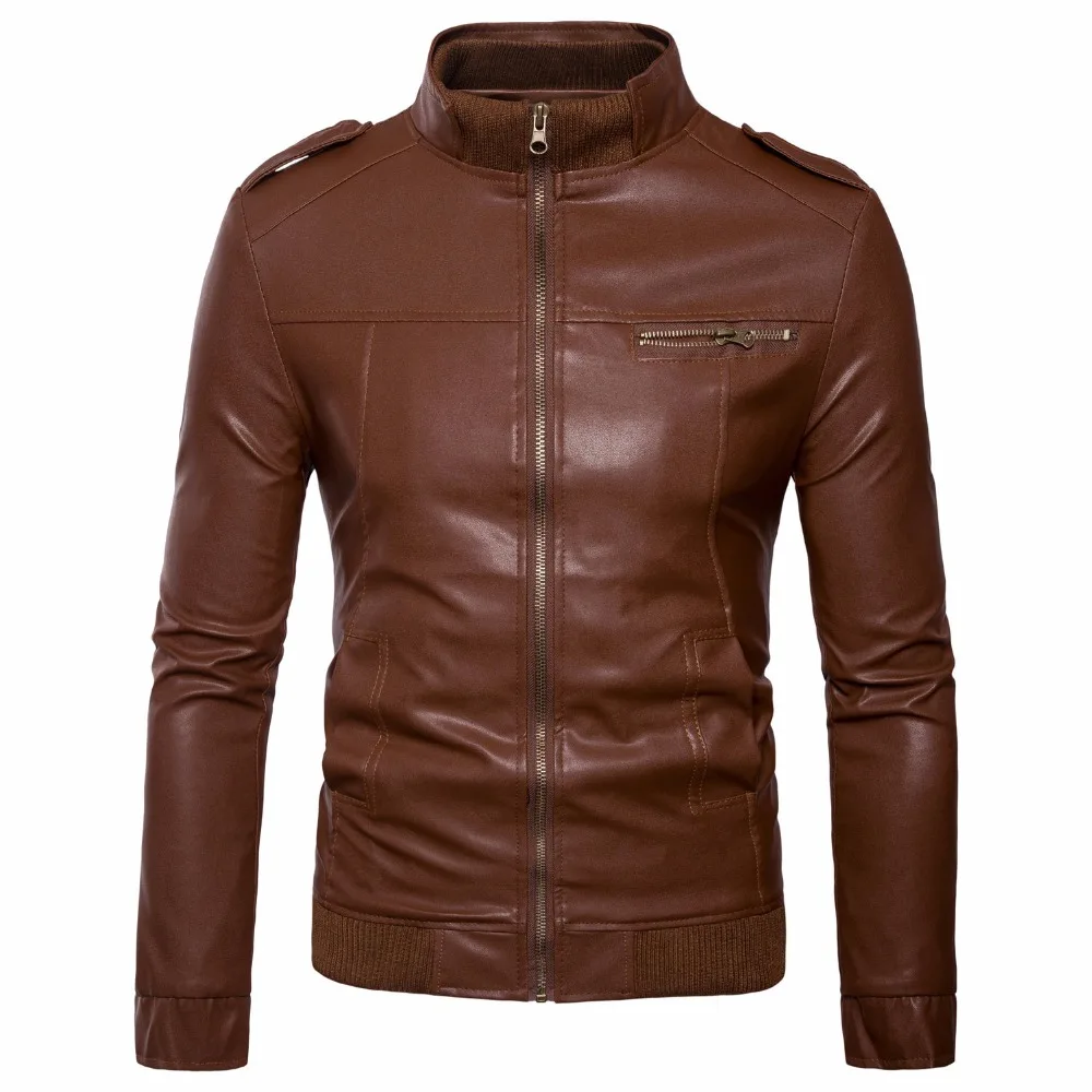 

Men's Leather Jacket Coats deri mont erkek Autumn Winter Jacket Casual Outwear Motorcycle Biker Flight Leather Jacket Coats Man