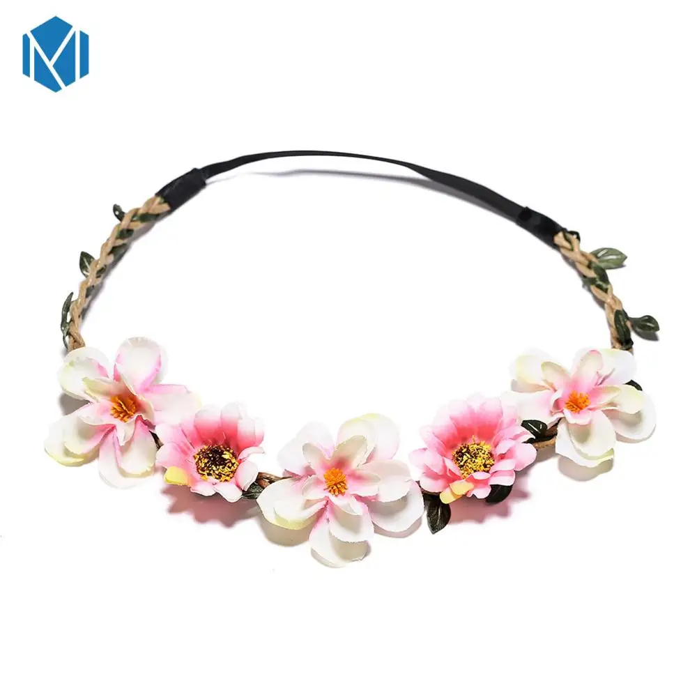 light pink Новогодняя Цветочная корона, модная повязка на голову с цветами для девочек, аксессуары для волос, вечерние, стильные, diademas para mujer - Цвет: light pink