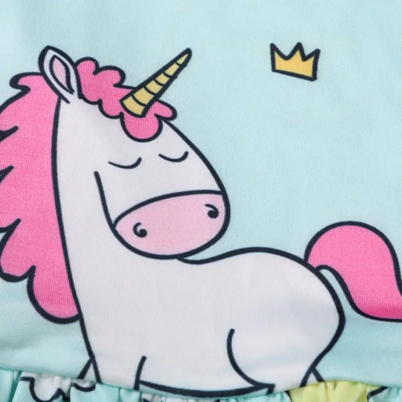 Unicorn Birthday Dress Casual Cartoon Pattern Princess Dresses Girls Clothing 2019 Summer Chirldren Cotton Clothes 4-8 Years | Детская