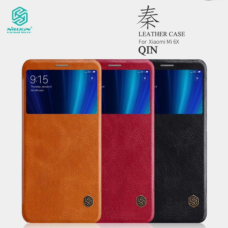 Nillkin Qin Series для Xiaomi Mi A2 6X Кожаные чехлы и сумки телефона из натуральной кожи