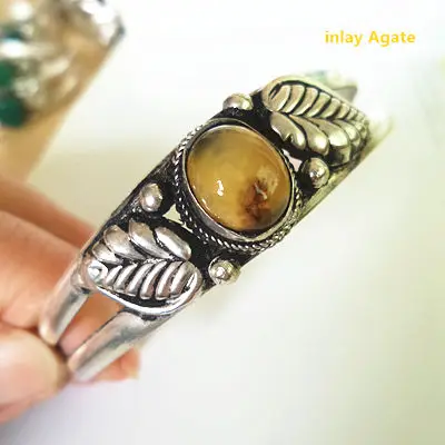 Agate BB-399 непальский винтажный Открытый Браслет-манжета Медная Инкрустация различные бусы браслеты для девочек новое поступление - Окраска металла: Agate