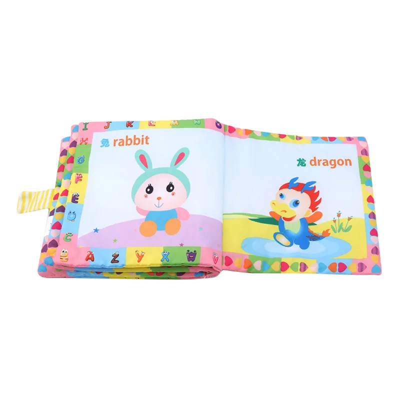 Cartoon Animal Chinese Zodiac Cloth Book Rattle Toys Boys Girls Early Education toys Baby Soft Cute Color Cognition Toy | Игрушки и