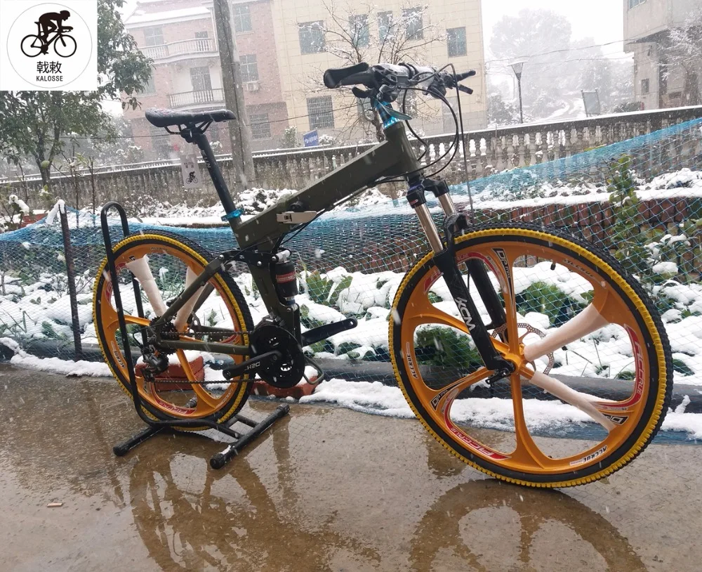 Kalosse Hydraulic brakes Soft-tail mountain bicycle Foldable bike Folding 26er 24/27/30 speed | Спорт и развлечения