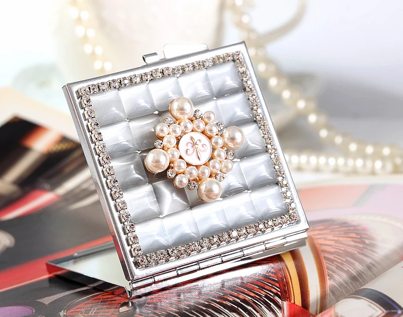 2 стороны мини косметическое компактное карманное зеркало Свадебные вечерние