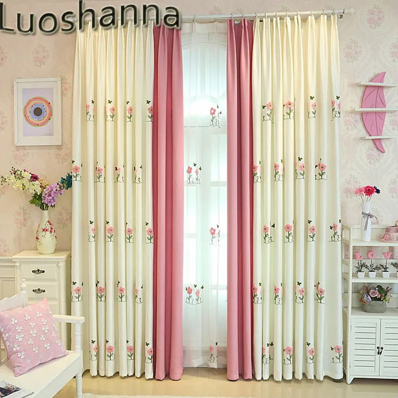 Luoshanna пасторальный полиэстер хлопок вышитый цветок окна затемненные занавески