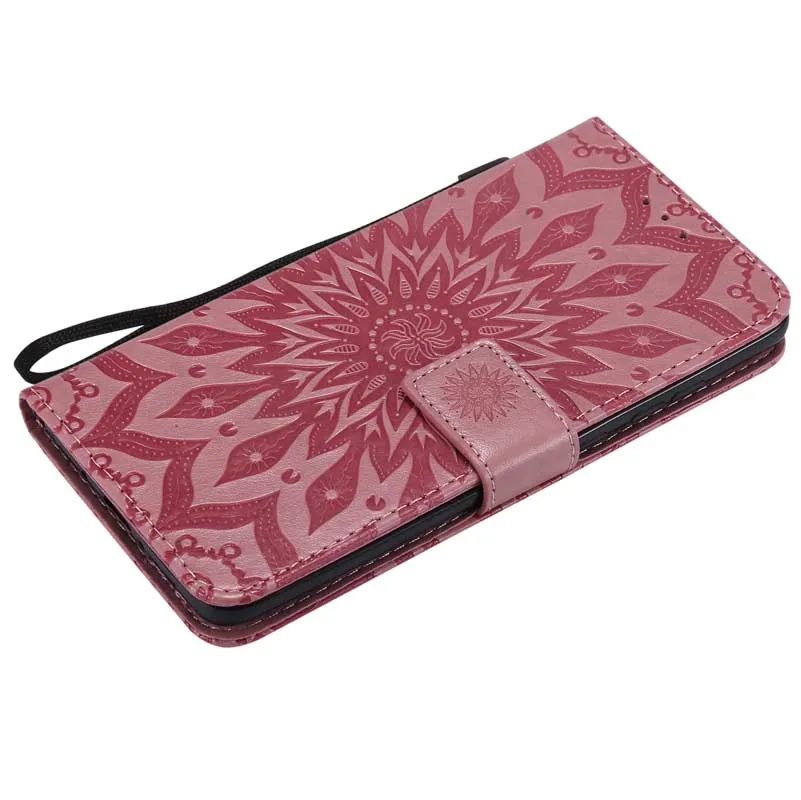 Funda For Huawei Y9 2019 3D sunflower double Embossed PU Stand Leather Case Mate 20 Nova 3 Honor 8X 8C Cases cover | Мобильные