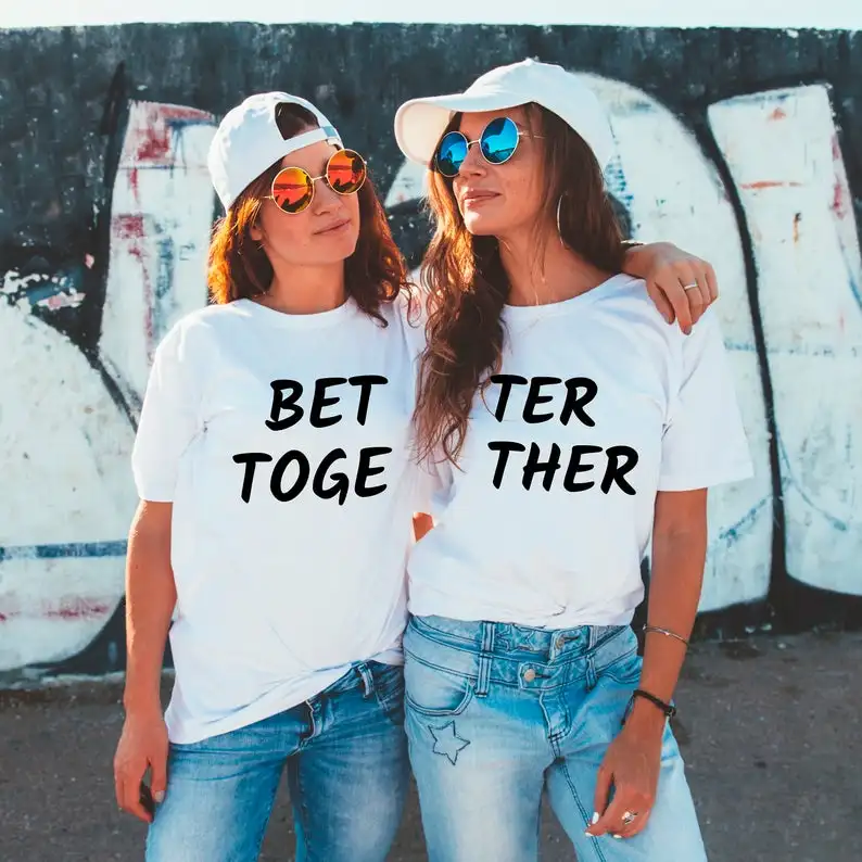 Skuggnas Новое поступление лучше вместе футболки комплект брелков Best Bitches рубашки BFF