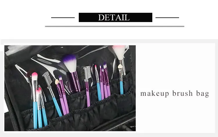 New Makeup Bag with Mirror Large Capacity Women Professional Cosmetic Manicure Bag Portable Make up Organizer Storage Bags