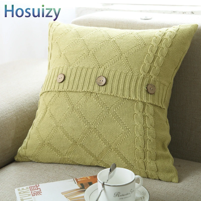 Однотонные хлопковые Чехлы для подушек, вязаные 45*45 см, зимние украшения в скандинавском стиле для домашнего дивана, теплые простые наволочки