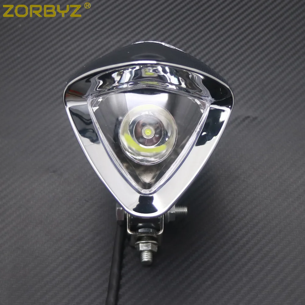 ZORBYZ мотоциклетный Хромированный Светодиодный точечный светильник для вождения, противотуманный светильник с кронштейном для бобберов, чопперов на заказ