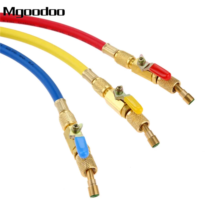 3 шт. 1,5 м R410A AC зарядка шаровой кран для шланга HVAC 1/4 ''SAE запорный клапан для кондиционера A/C хладагент R134A R12 R22 R502 800psi