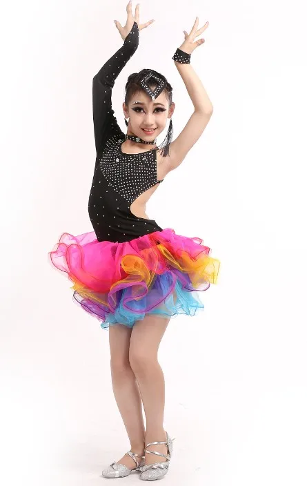 2017 одежда для бальных танцев девочек детское платье латинских соревнований юбки