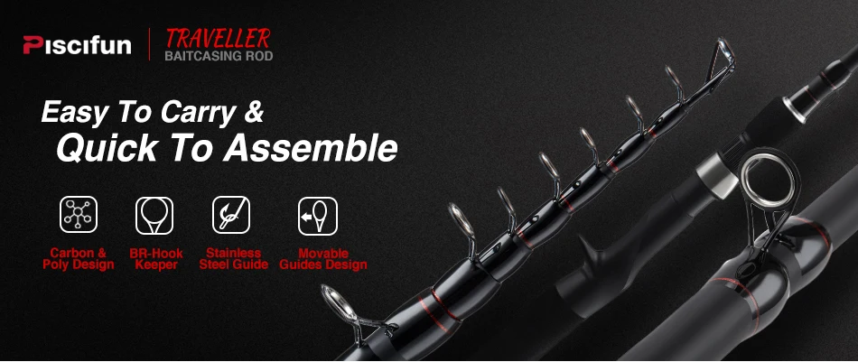 Piscifun туристическая телескопическая удочка baitcasing 2,1 М 2,4 М MH power углеродная Удочка портативная дорожная удочка для литья рыболовные снасти