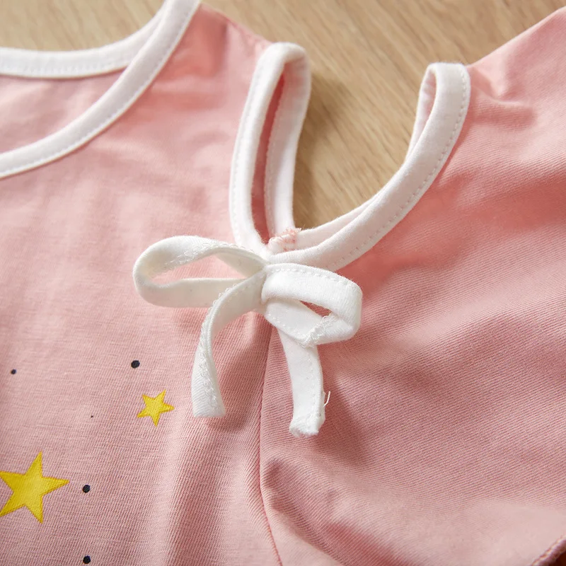 Летние комплекты одежды для девочек с единорогом 2 цвета футболка мультяшным