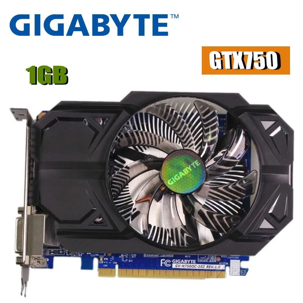 GIGABYTE, оригинальная Видеокарта GTX 750, 1 Гб, 128 бит, GDDR5, видеокарты для nVIDIA Geforce GTX750, Hdmi, Dvi, использованные VGA карты, распродажа
