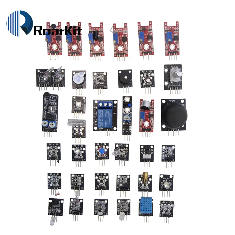 С коробкой 37 в 1 комплект датчиков для Arduino/RGB/джойстик/светочувствительный/Обнаружение звука/Предотвращение препятствий/зуммер