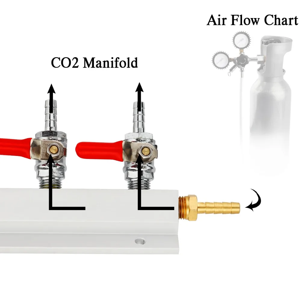 6-Way CO2 компонентов коллектор с обратные клапаны хромированный 1/4 дюйма Barb 6 выходов-настенное крепление бочонок для разливного пива Co2 сплиттер