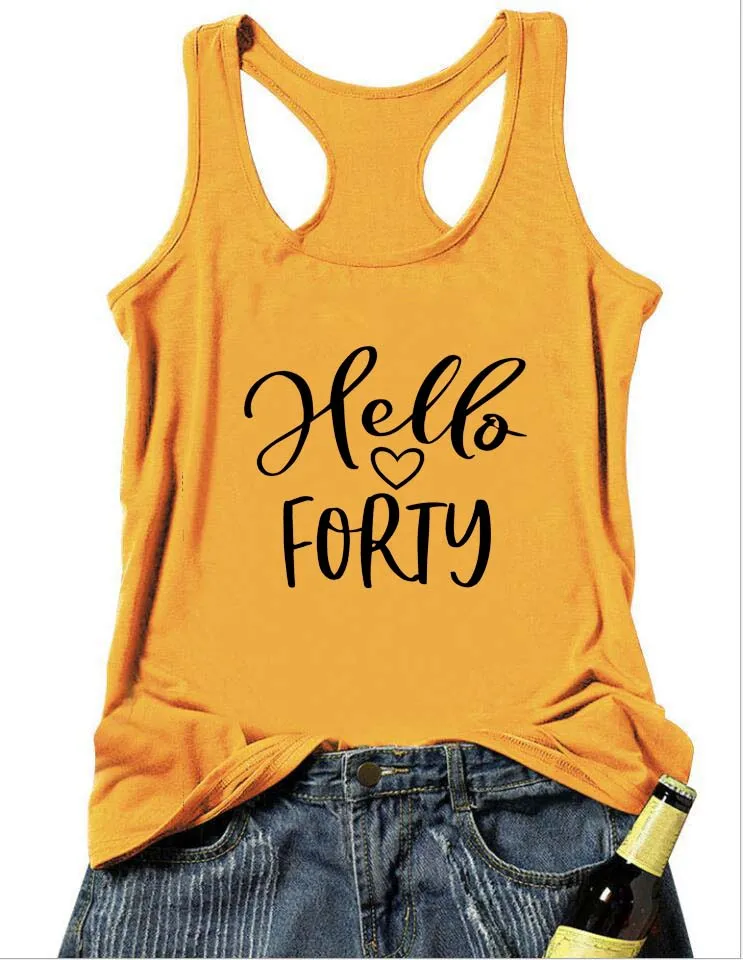 Жилет Hello Forty Графический Летний Забавный Повседневный женский топ на бретелях
