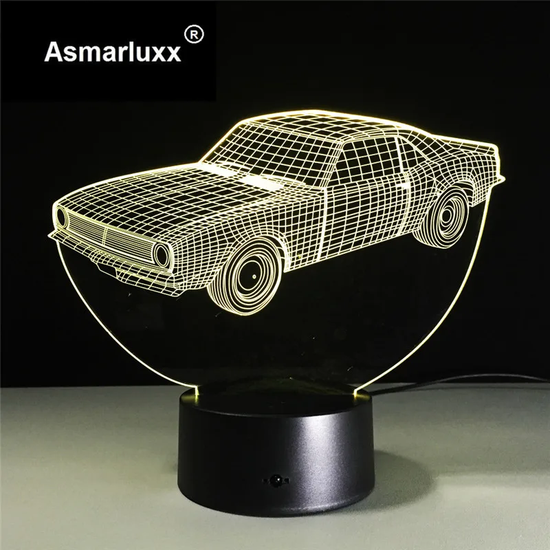 Крутой автомобиль 3D иллюзия светодиодный ночсветильник красочная акриловая