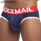 Мужские Трусы-слипы JOCKMAIL, черные дышащие трусы в сетку, гей-трусы слипы, сексуальные мужские плавки