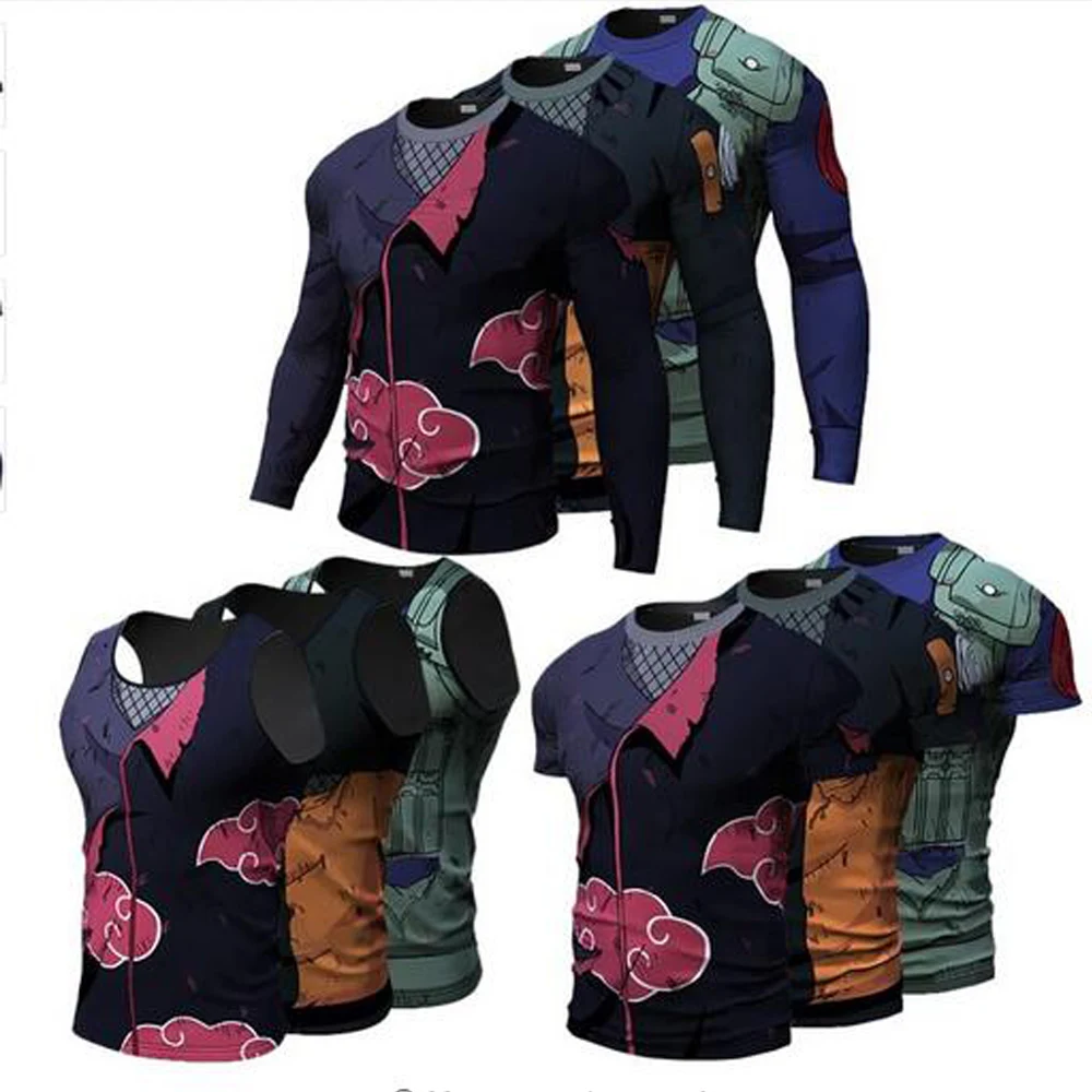 Мужская футболка с аниме Акацуки удзумаки 3D Hatake Kakashi Uchiha Sasuke летняя мужская