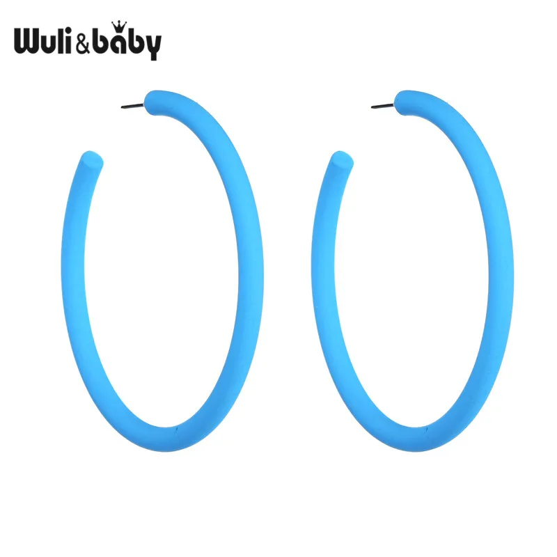 blue Wuli& baby, красный, синий, белый цвет, серьги-кольца для женщин, Классические массивные большие круглые серьги - Окраска металла: blue