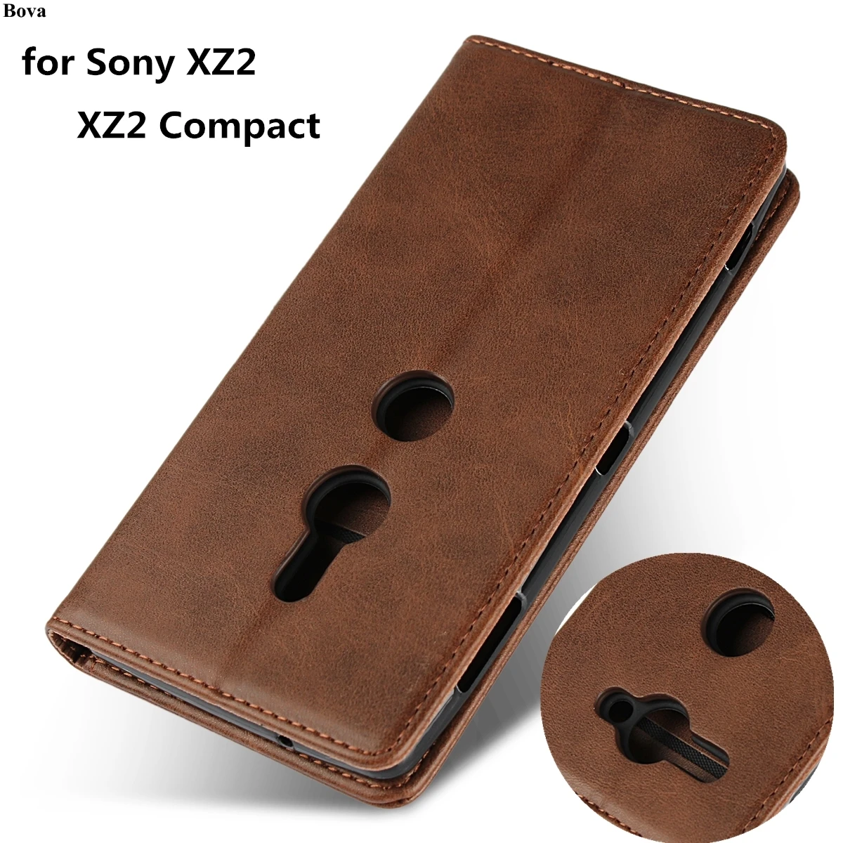 Кожаный чехол для Sony Xperia XZ2 Компактный флип держатель карт кобура магнитный
